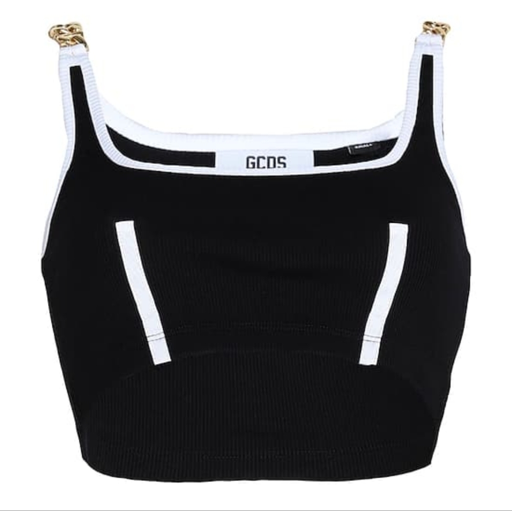GCDS Chain Strap Knit Crop Top